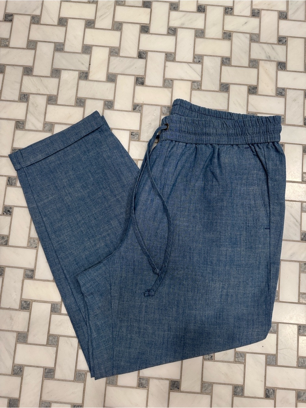 J. Crew Factory Chambray Blue Drawstring Pants